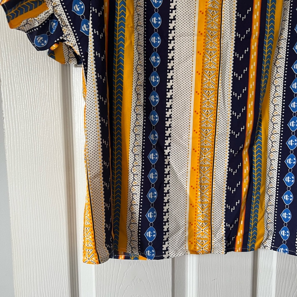NEW Shein Curve Women’s Plus Size Yellow & Blue Toned Striped Blouse SZ 2X💛 - Picture 5 of 11